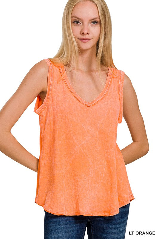 Washed V Neck Tank