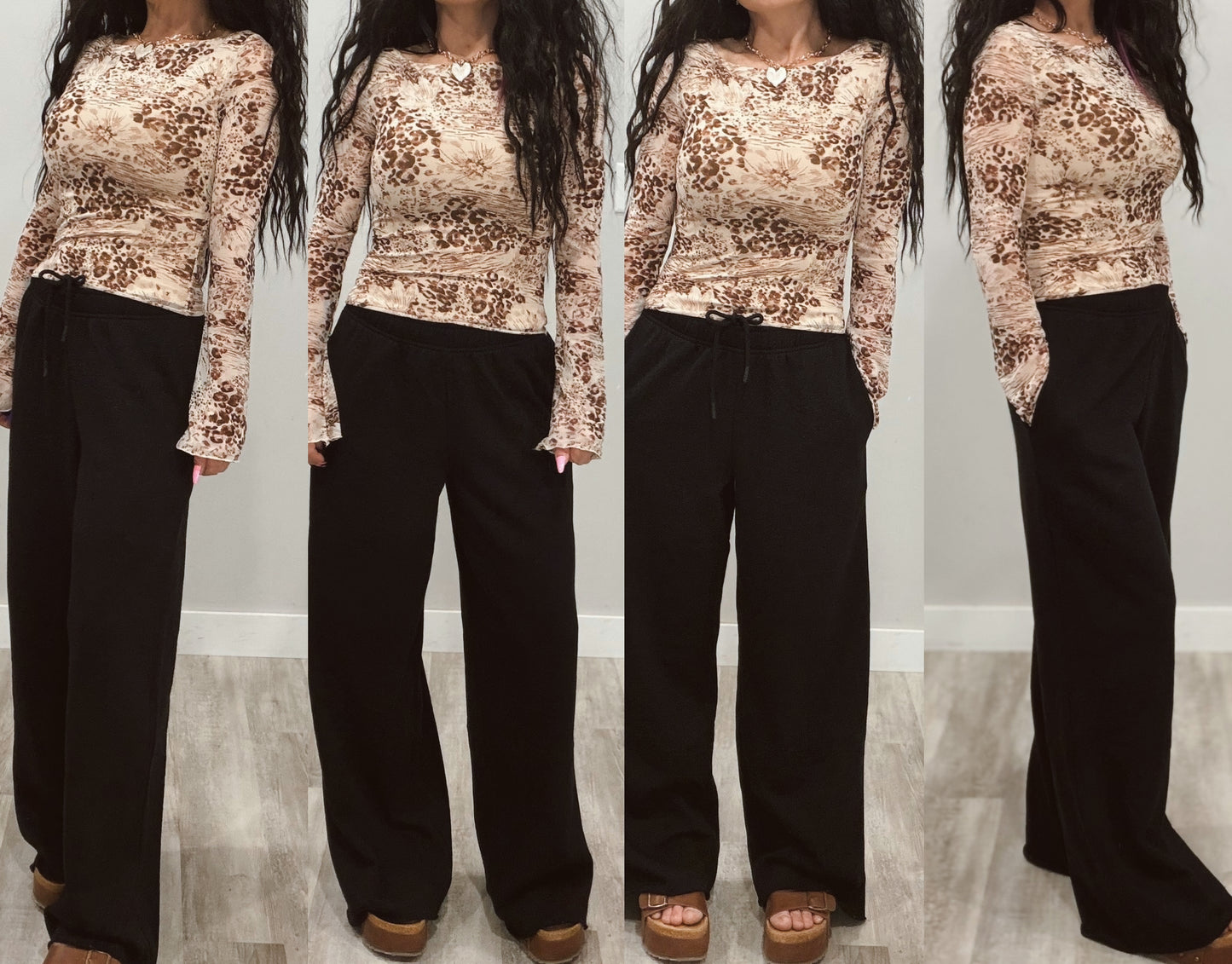 Floral Leopard Mesh Top