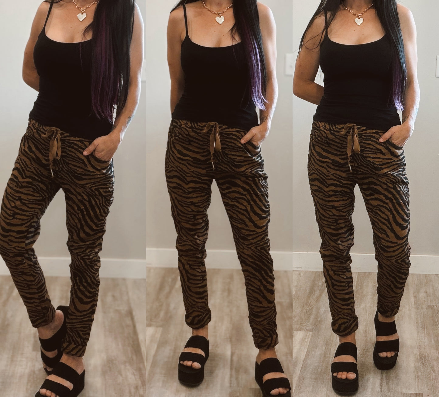 Zebra Print Crinkle Joggers