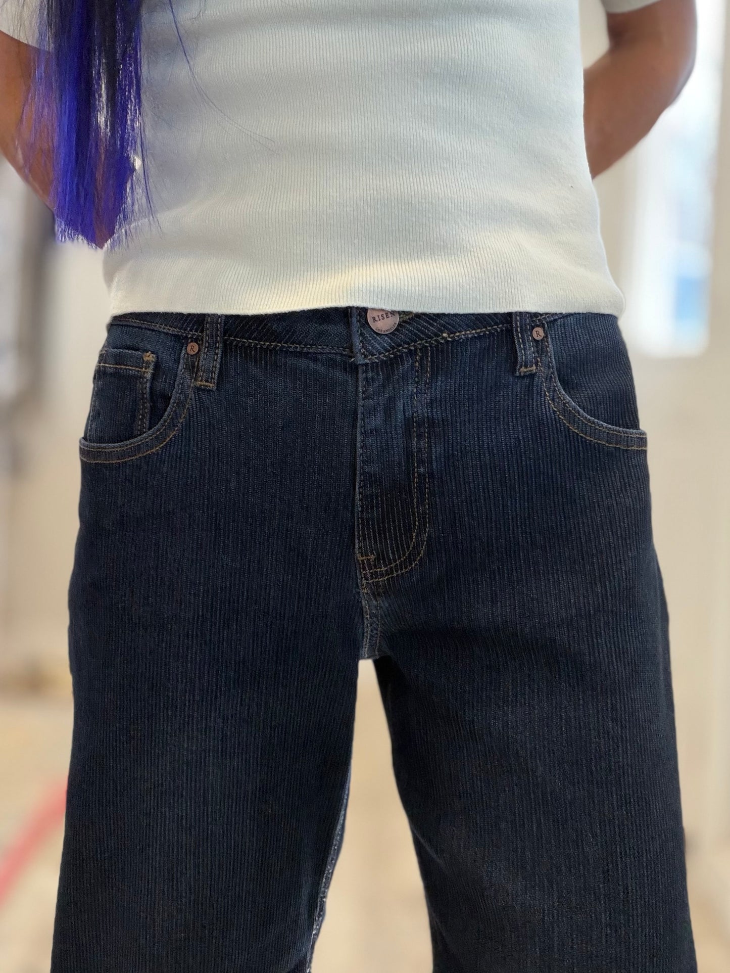 Risen Textured Dark Barrel Denim