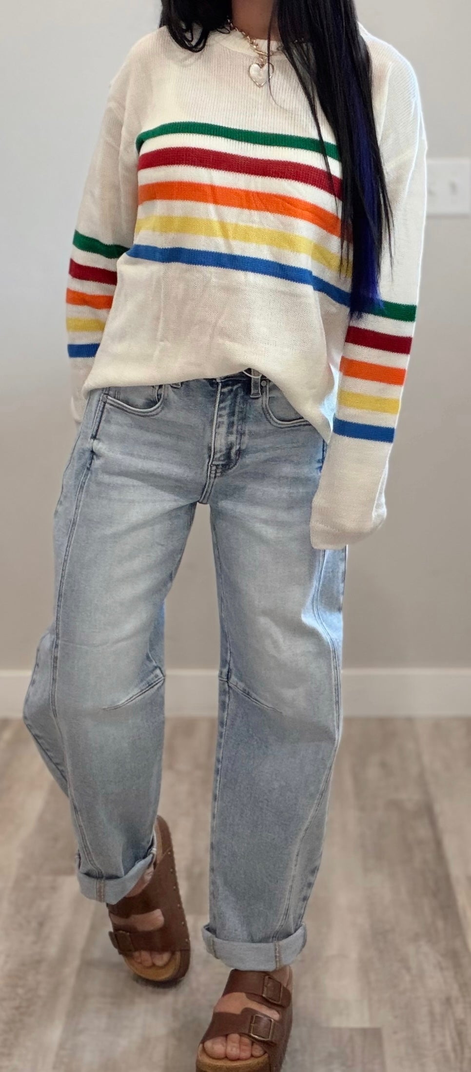 Rainbow Stripe Knit Sweater
