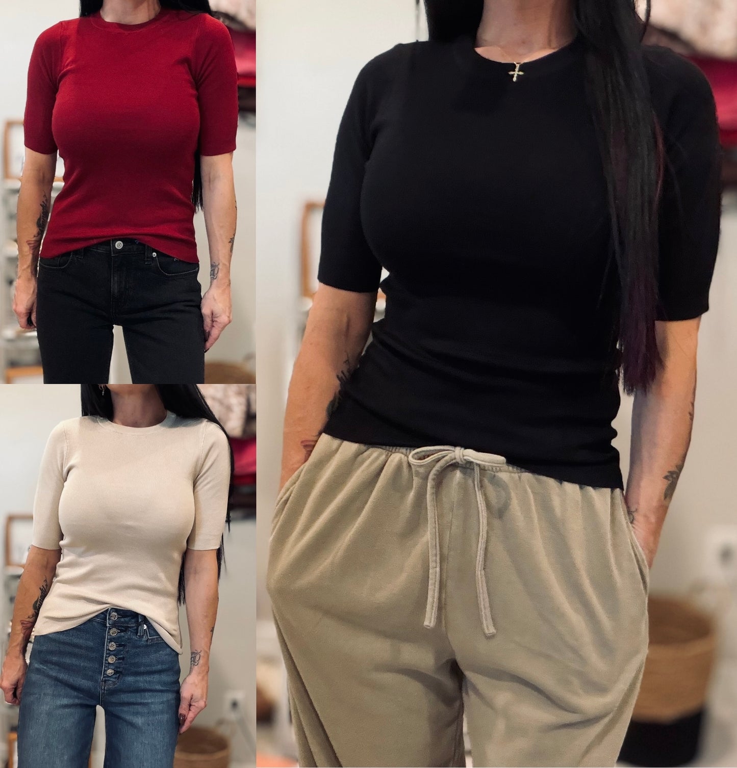 Half Sleeve Sweater Tops