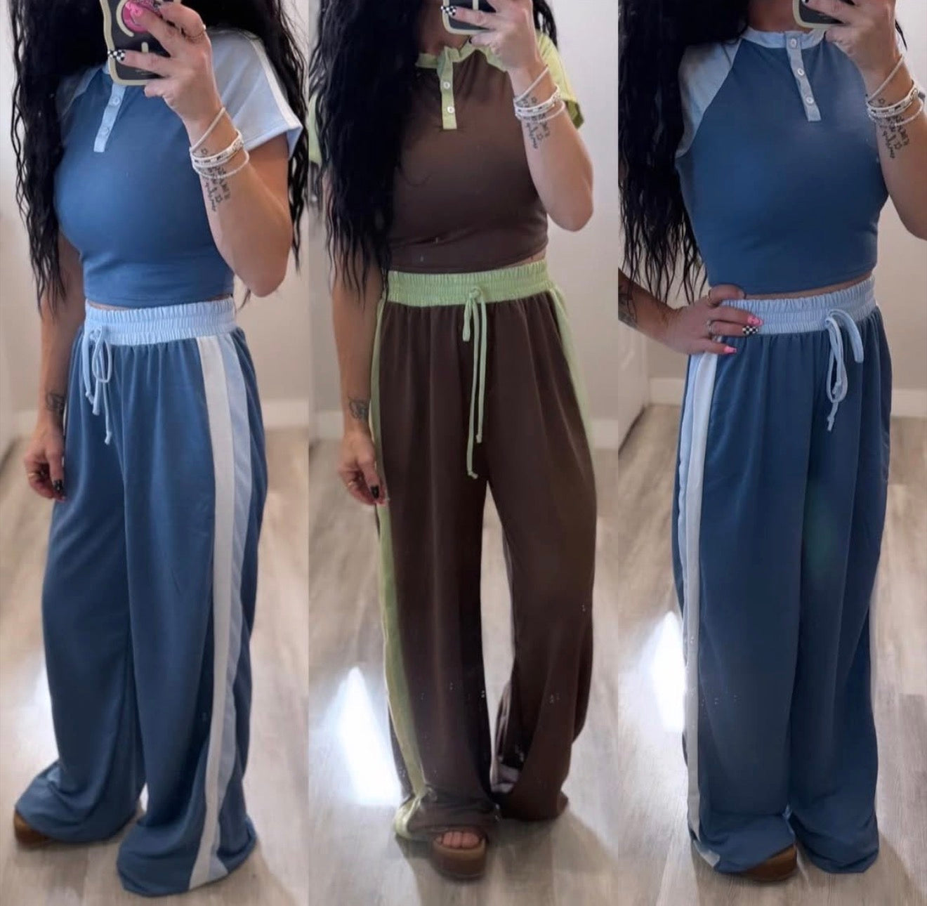 Henley Wide Pant Set