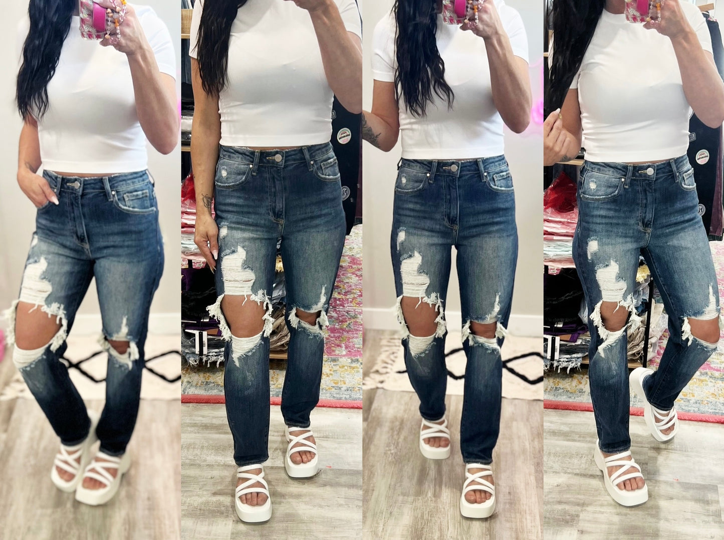 Risen Destroyed Straight Jeans