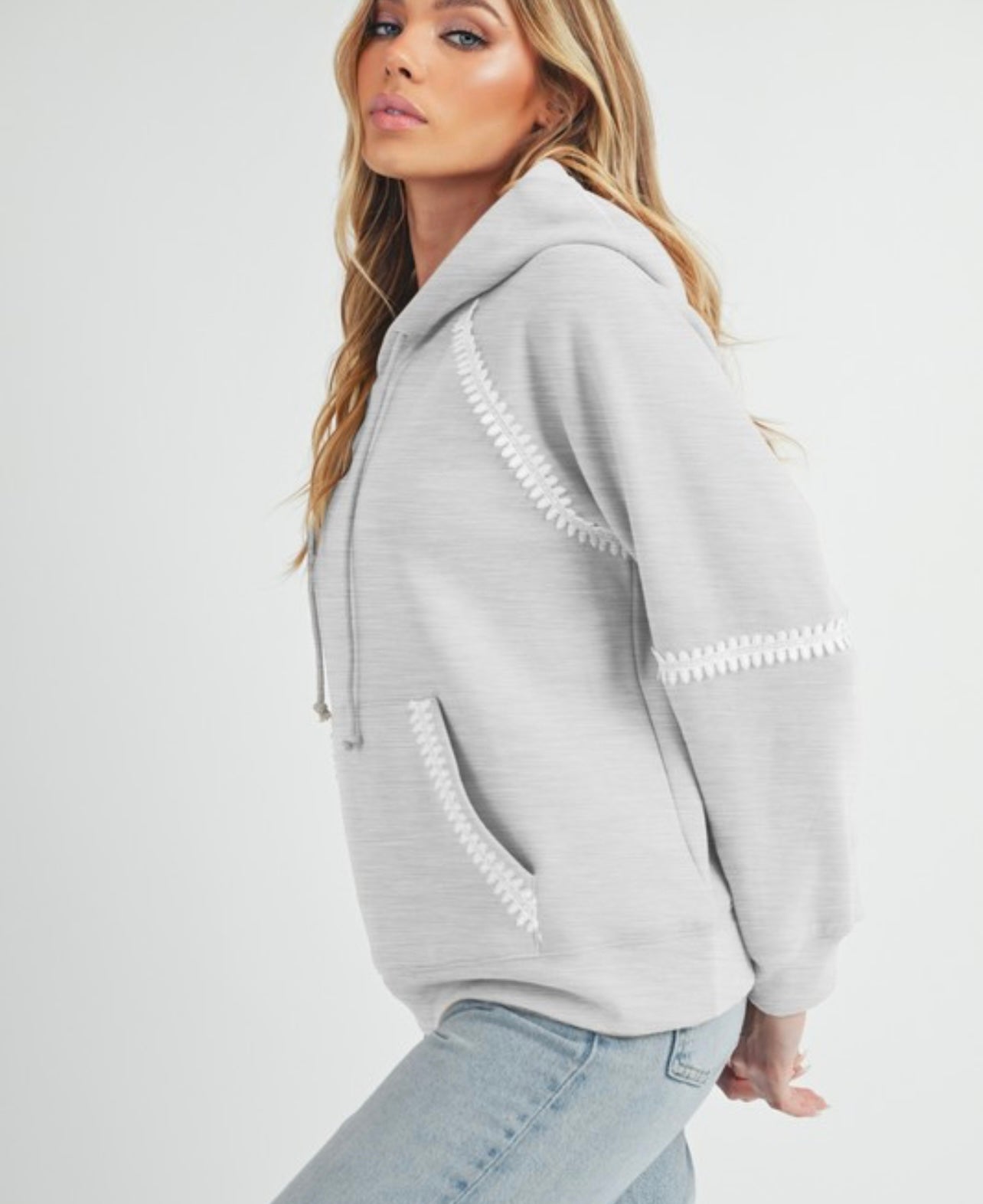 Lace Trim Oversized Hoodie