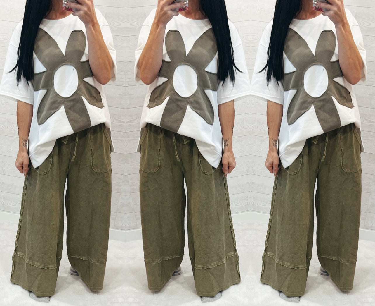 Terry Knit Wide leg Pants