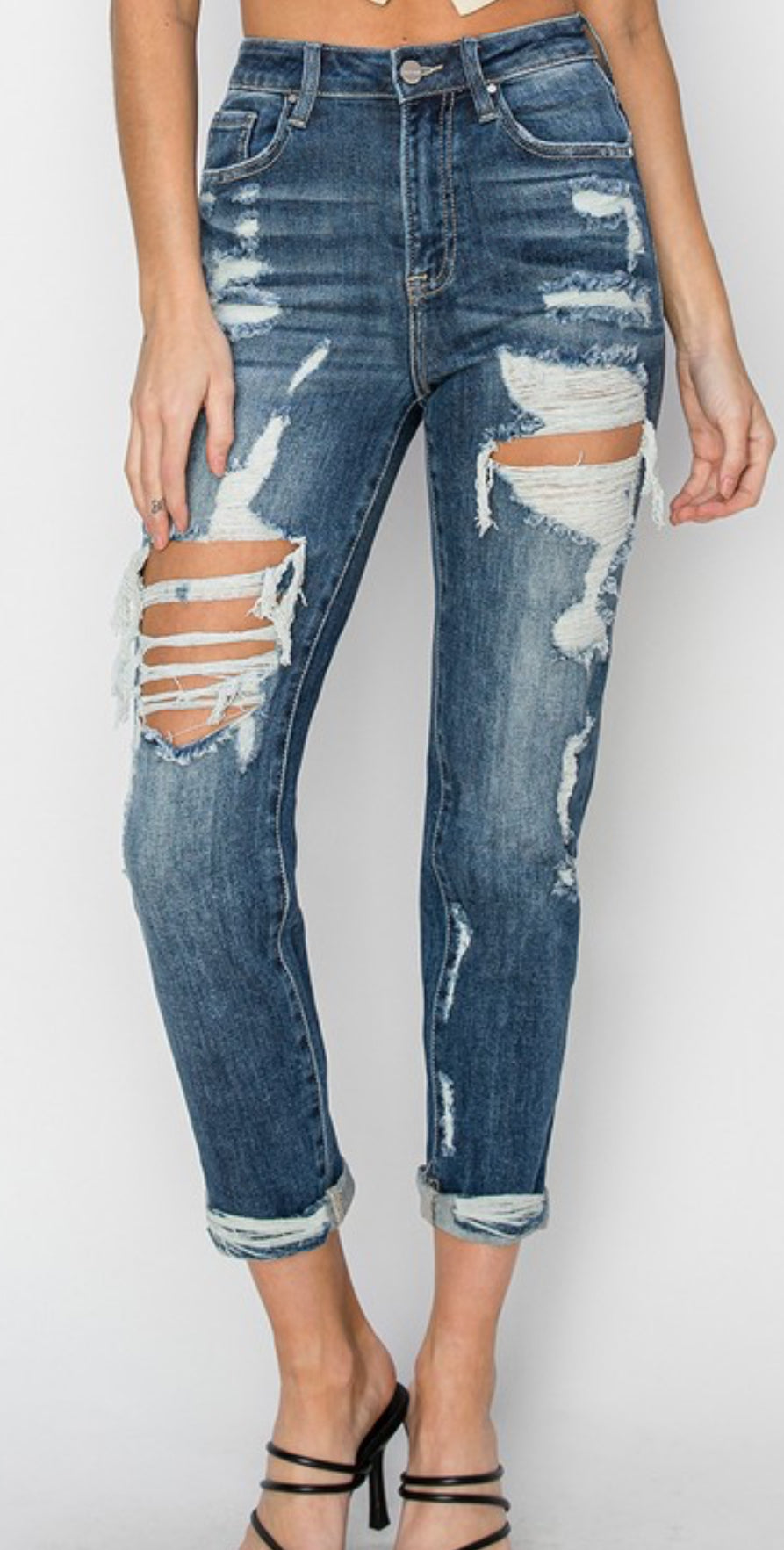 Risen Distressed Boyfriend Jeans