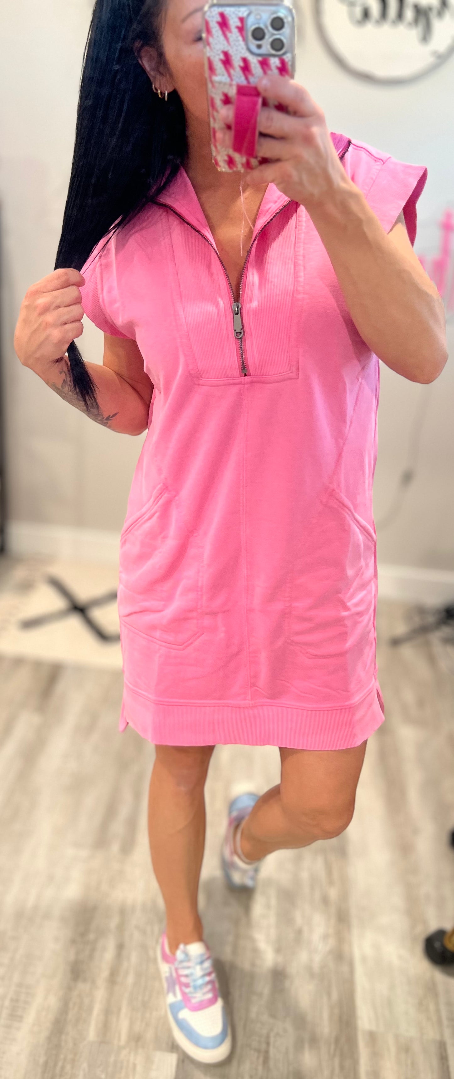 Sporty Zip Mini Dress