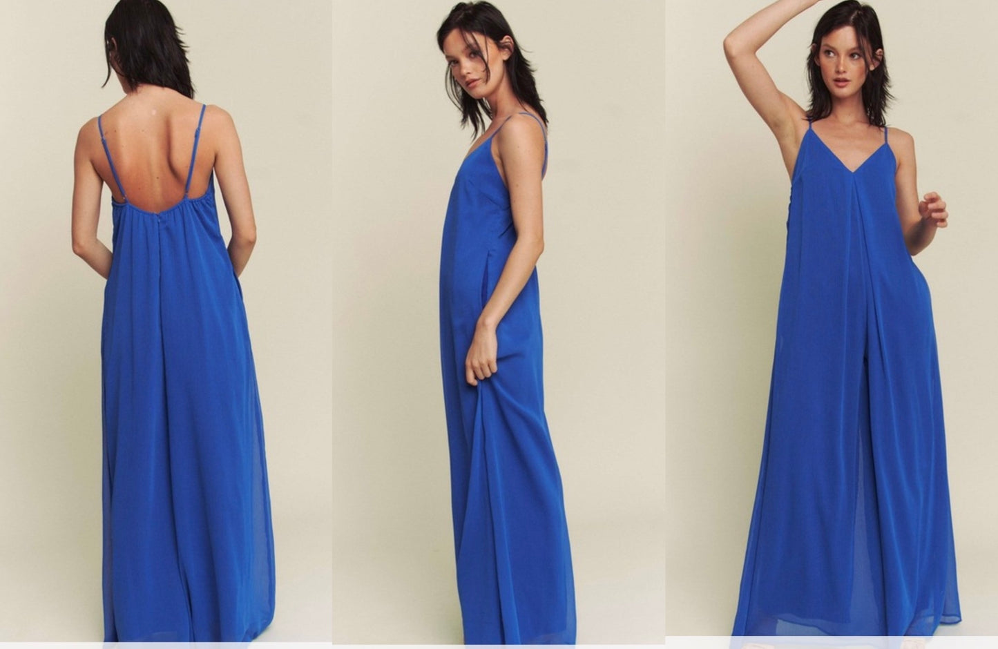 Royal Wide Leg Chiffon Jumpsuit