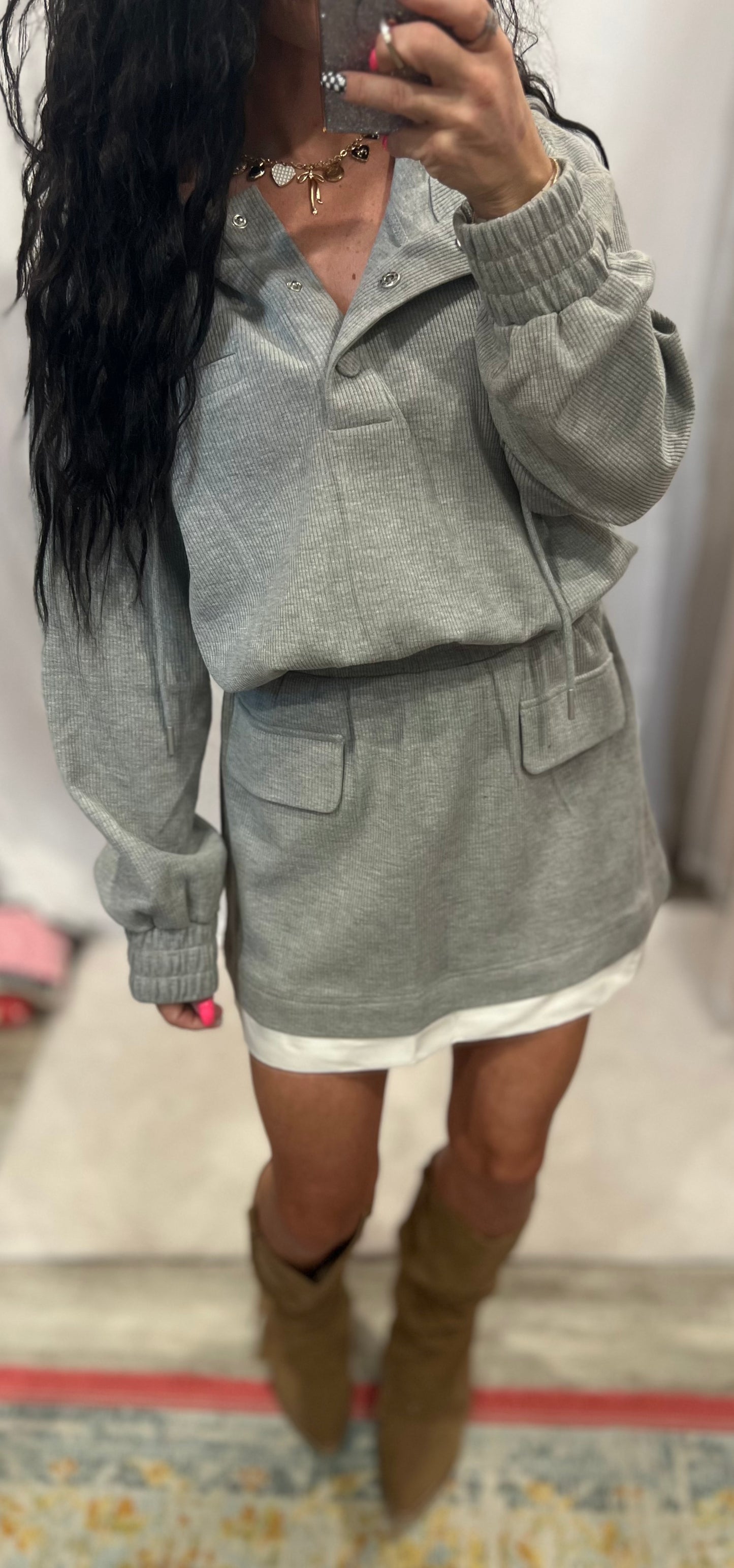 Hooded Terry Knit Dress