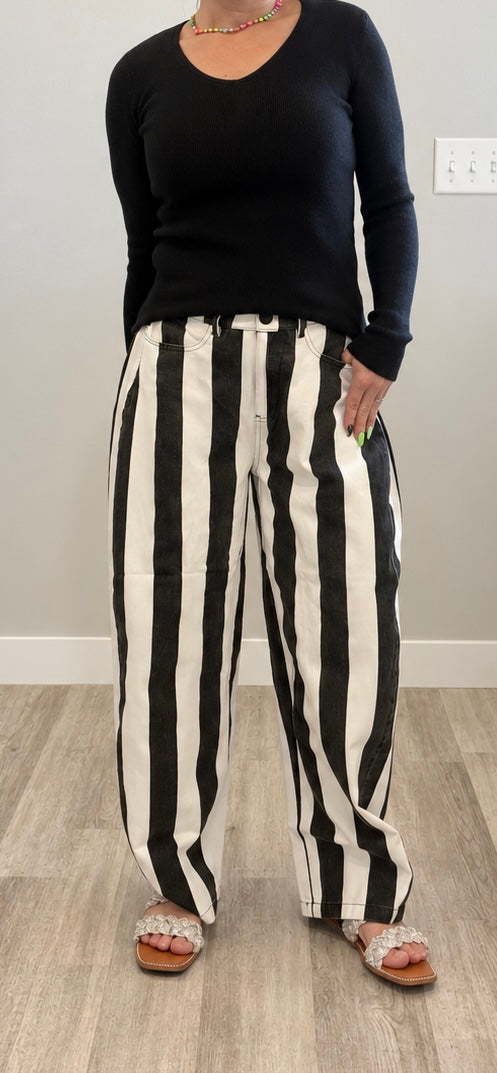 Bold Stripe Barrel Denim