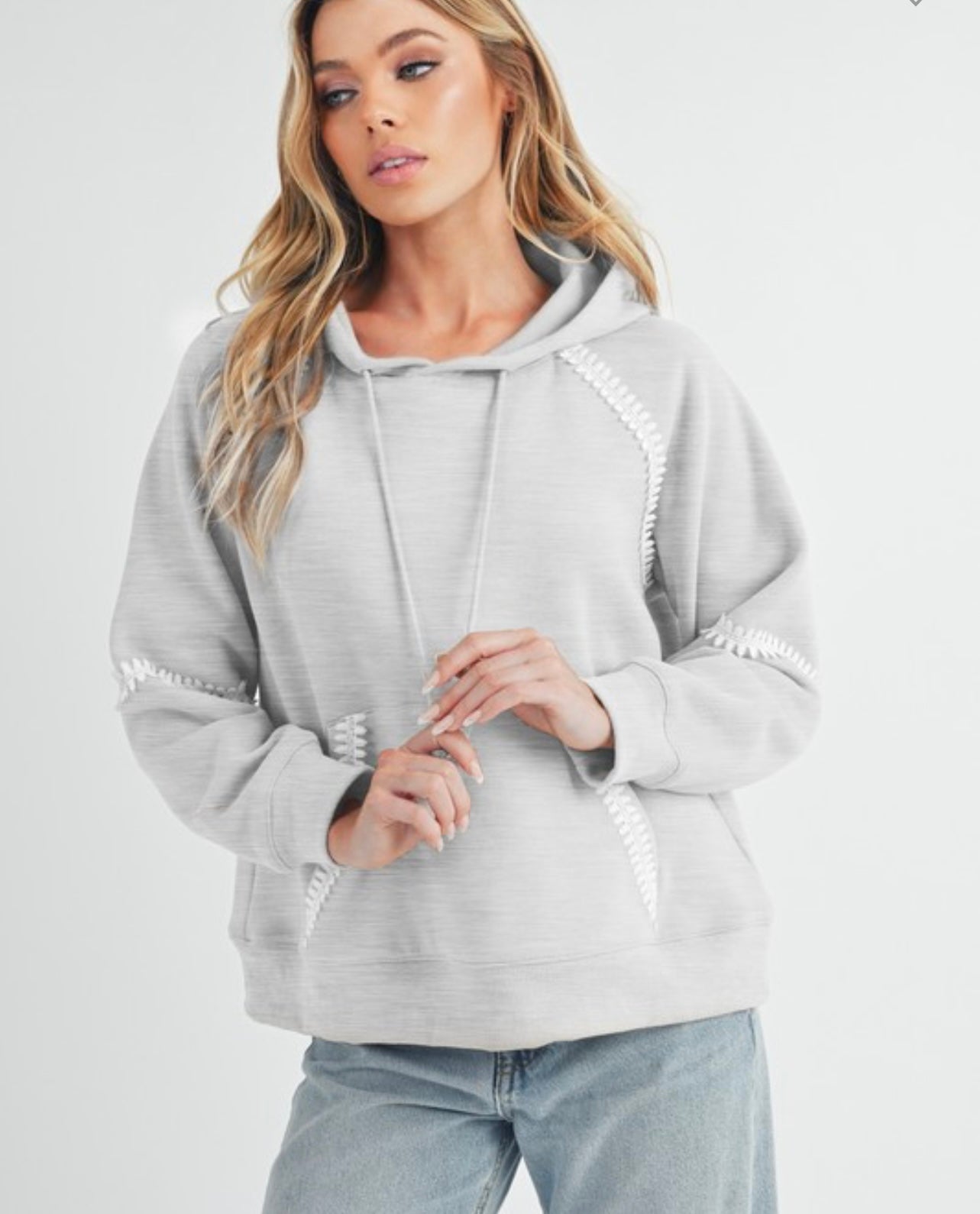 Lace Trim Oversized Hoodie