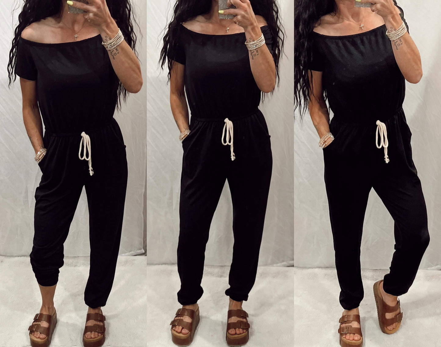 Off Shoulder Jogger Jumpsuit