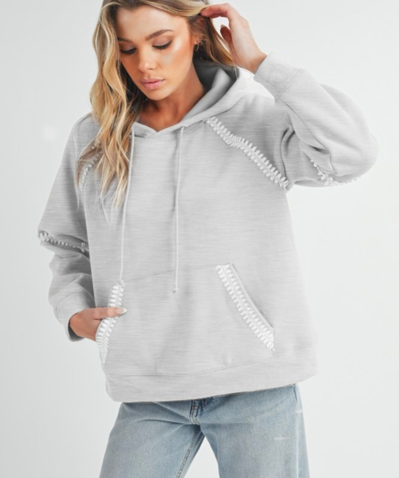Lace Trim Oversized Hoodie