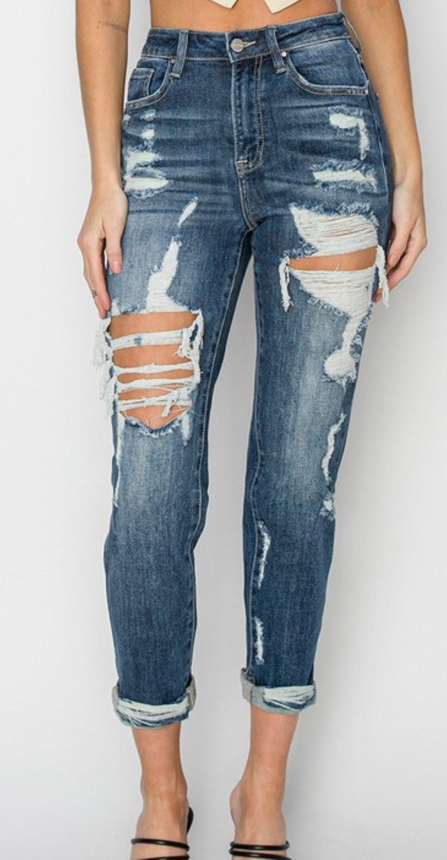 Risen Distressed Boyfriend Jeans