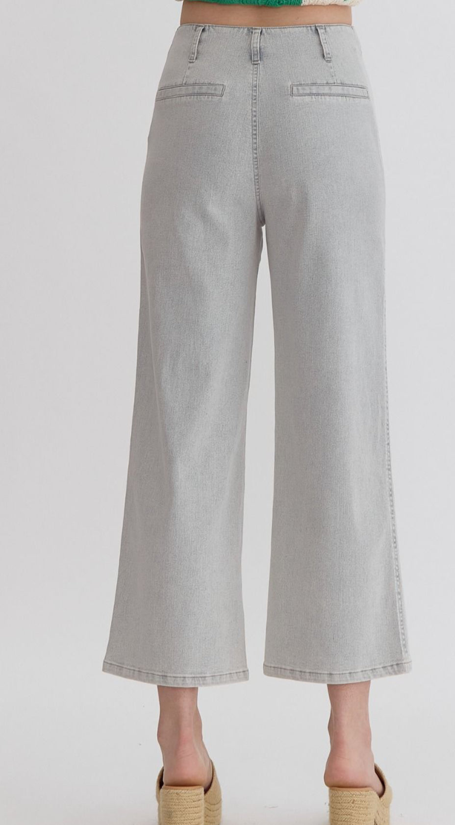 Buttonfly Denim Crop Jeans