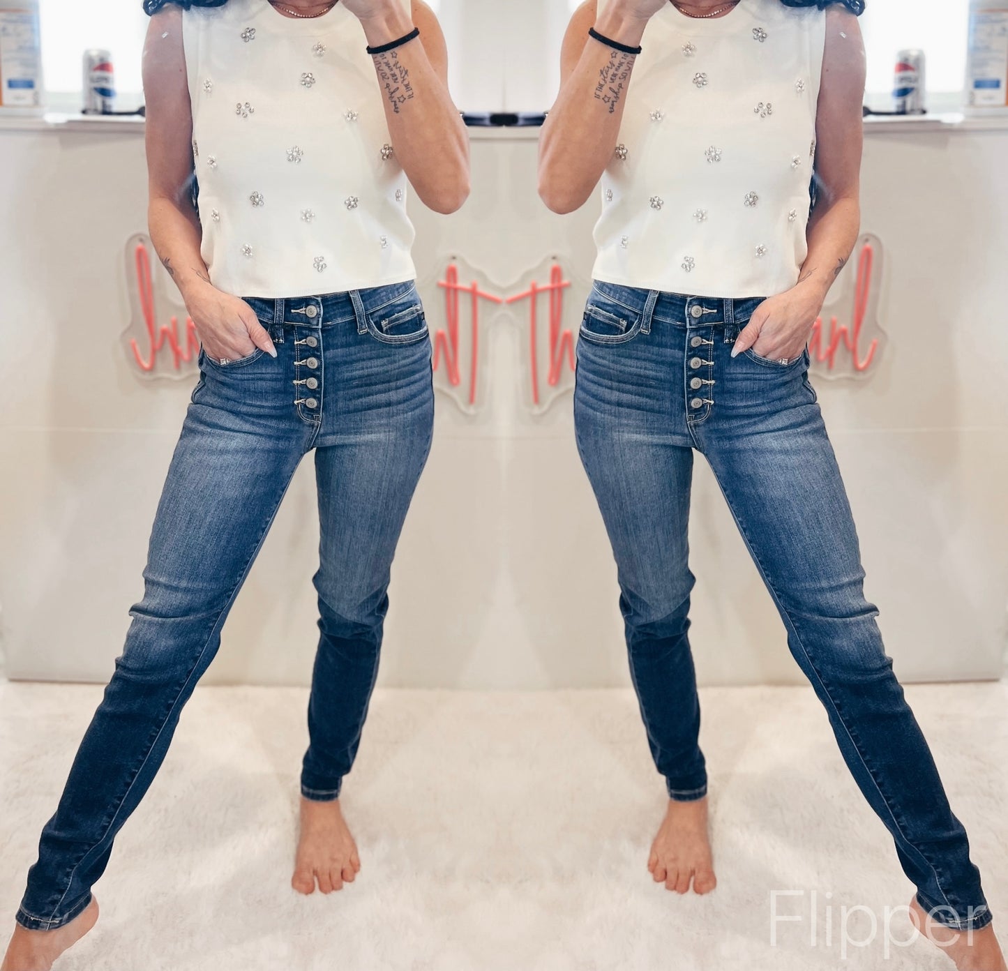 Judy Blue Buttonfly Skinny
