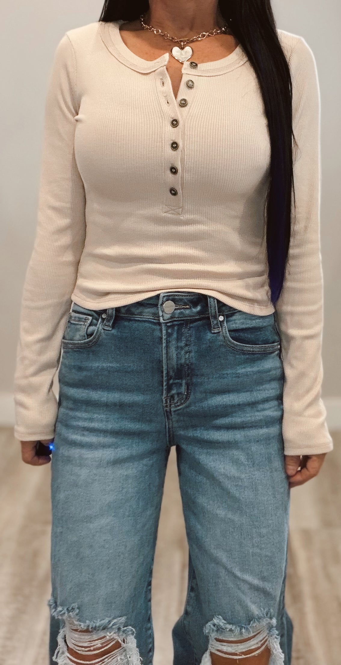 Ribbed Fitted Henley