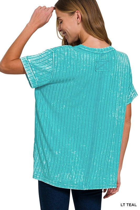 Ribbed Boat Neck Tops