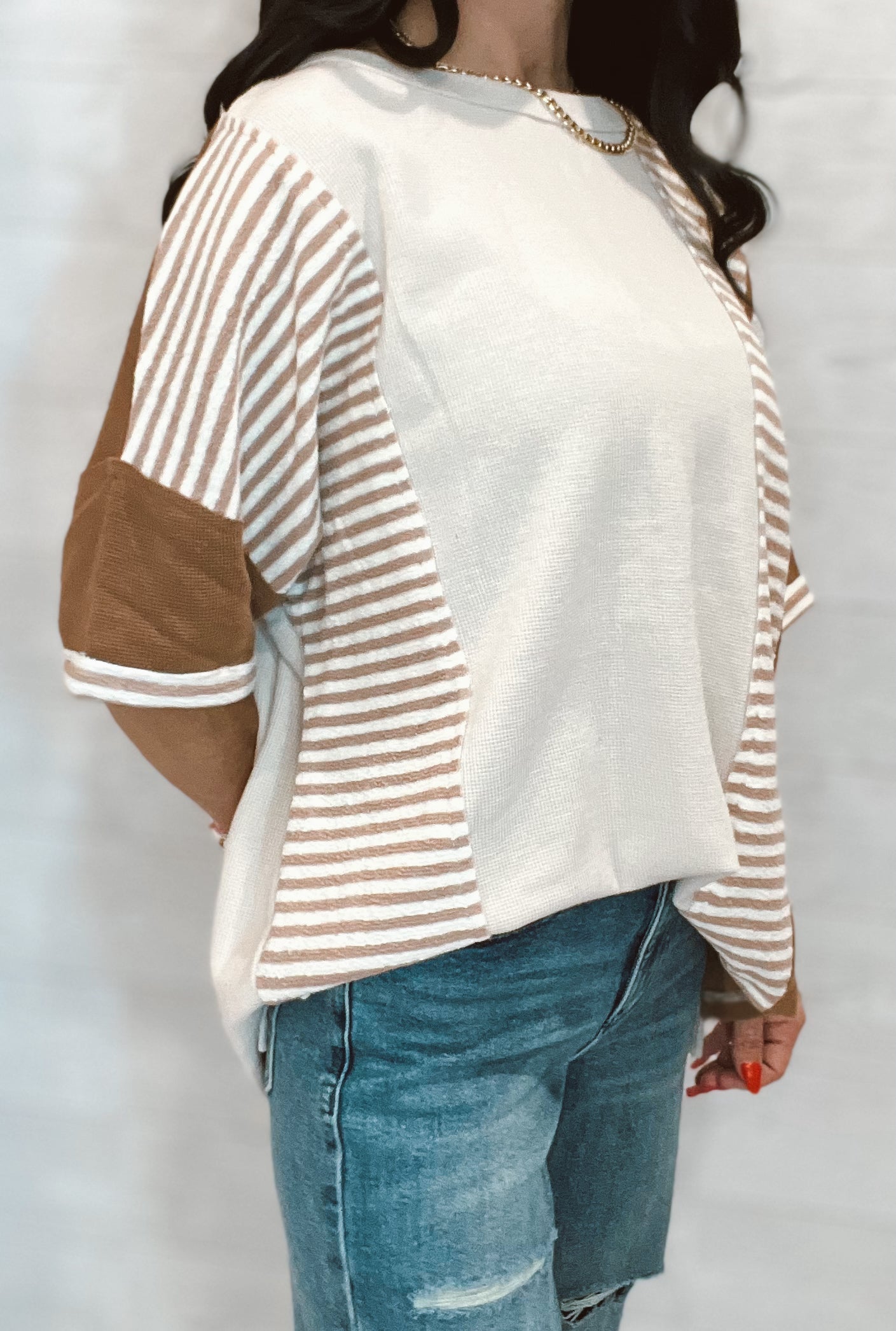 Latte Mix Match Stripe Top