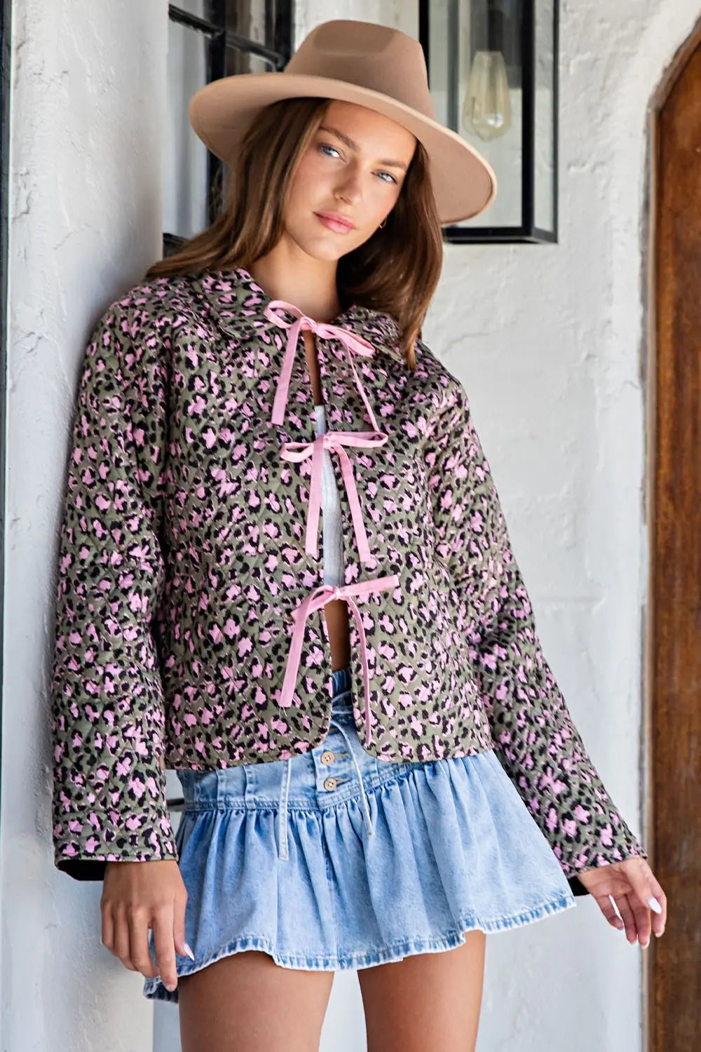 Leopard Print Tie Front Jacket