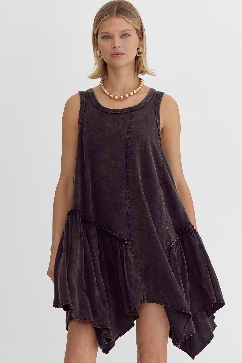 Shark Bite Hem Mini Dress