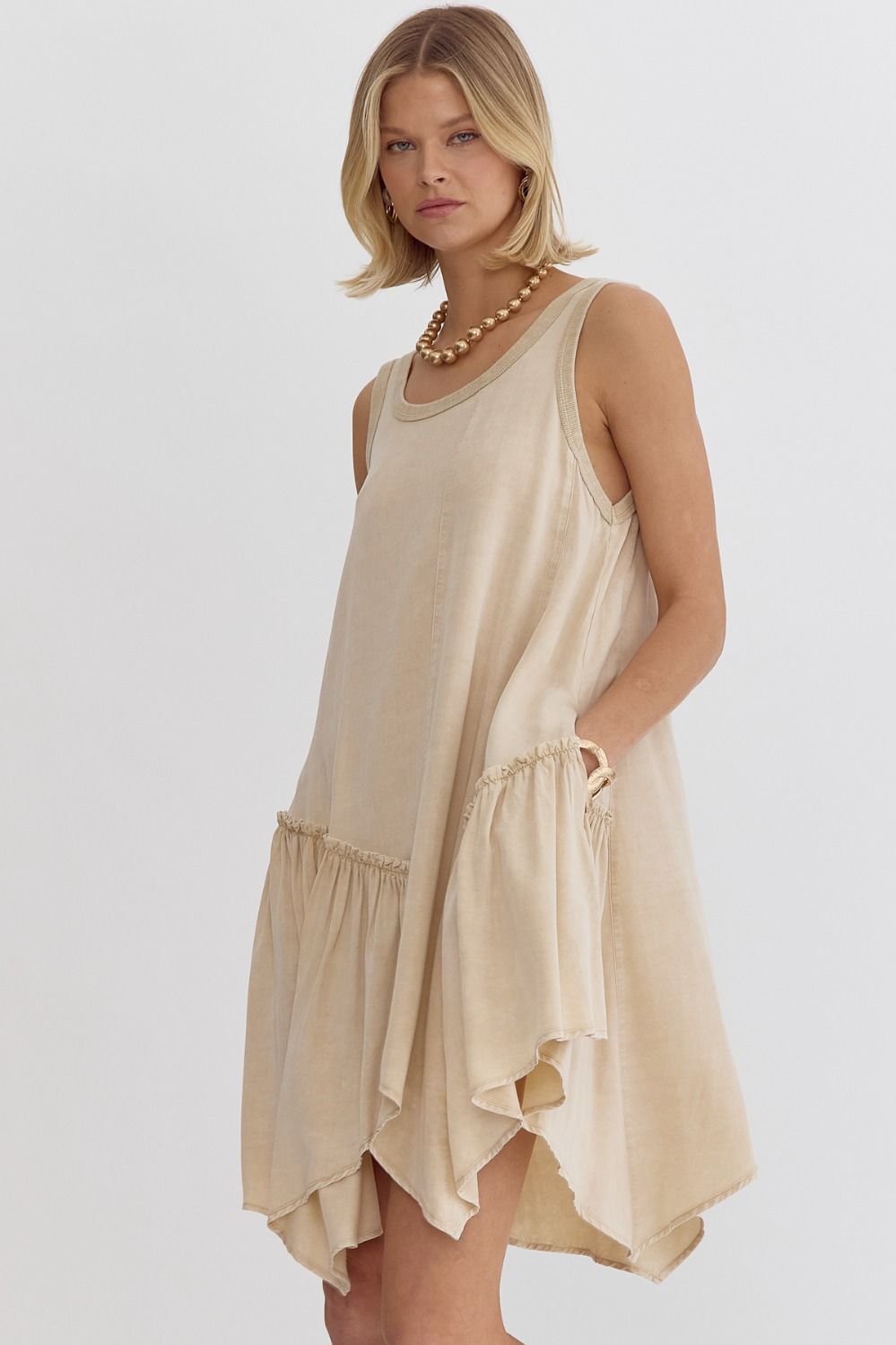 Shark Bite Hem Mini Dress
