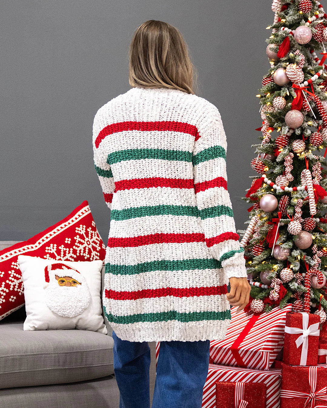 Christmas striped cardigan