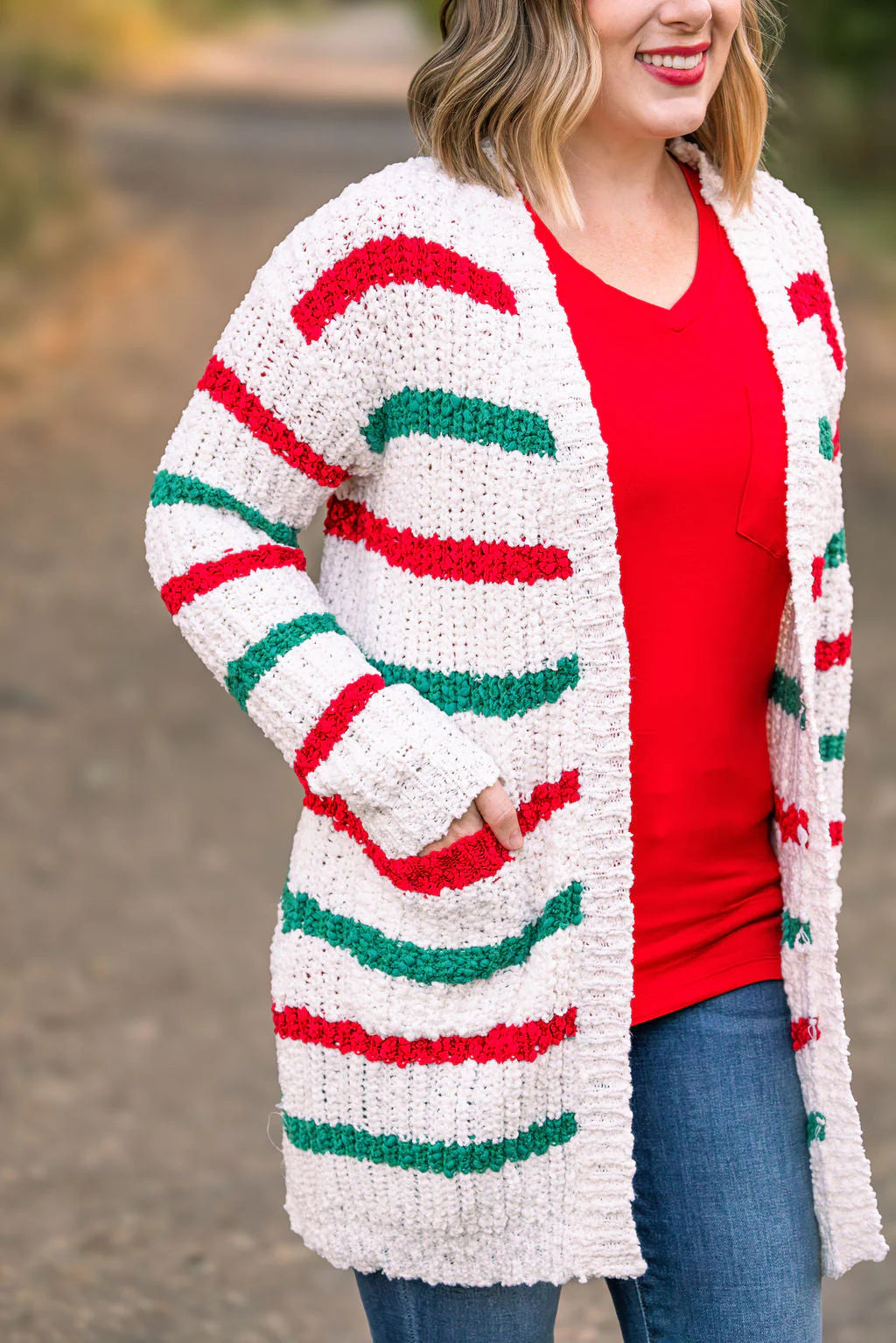 Christmas striped cardigan
