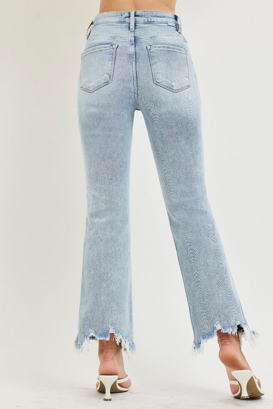Risen High Waist Crop Straight Jeans