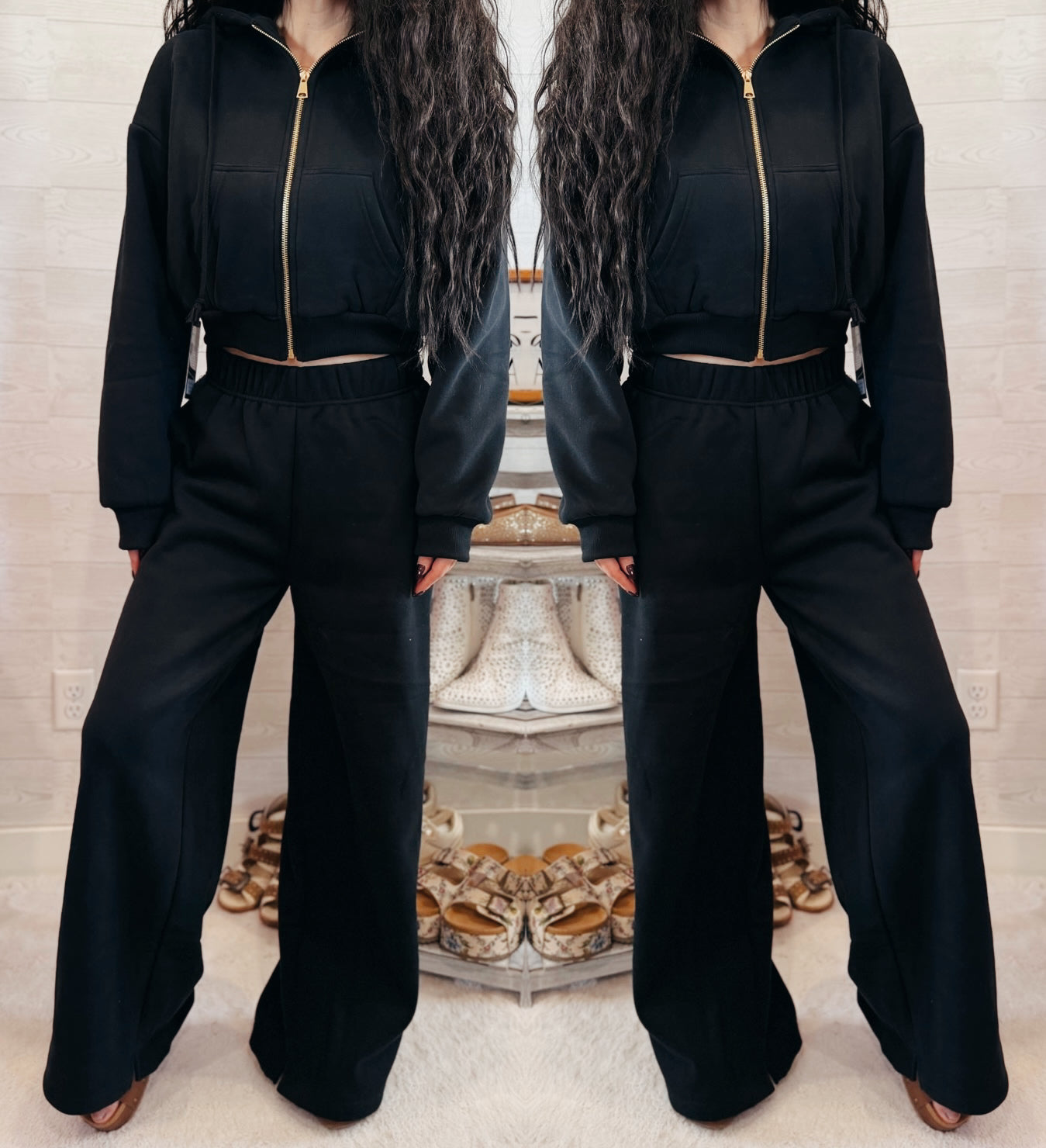 Wide Leg ZIp Sweat Set