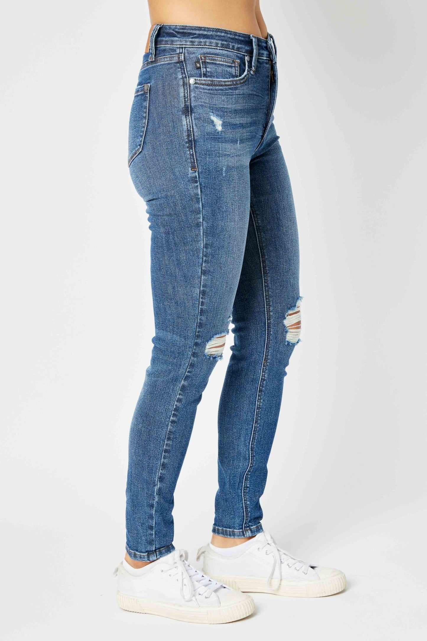 Judy Blue Mid Rise Tummy Control Distressed Skinnies