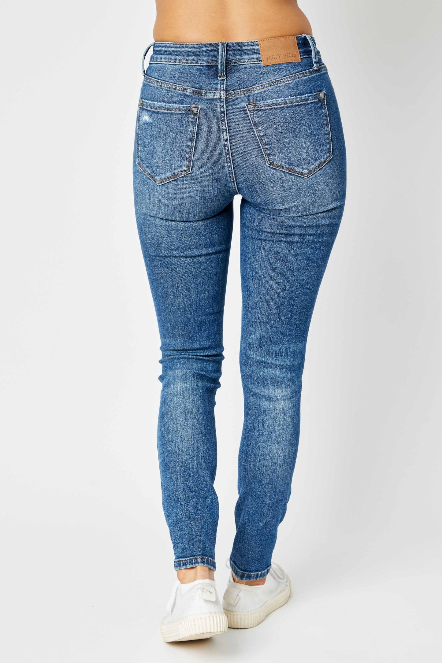 Judy Blue Mid Rise Tummy Control Distressed Skinnies