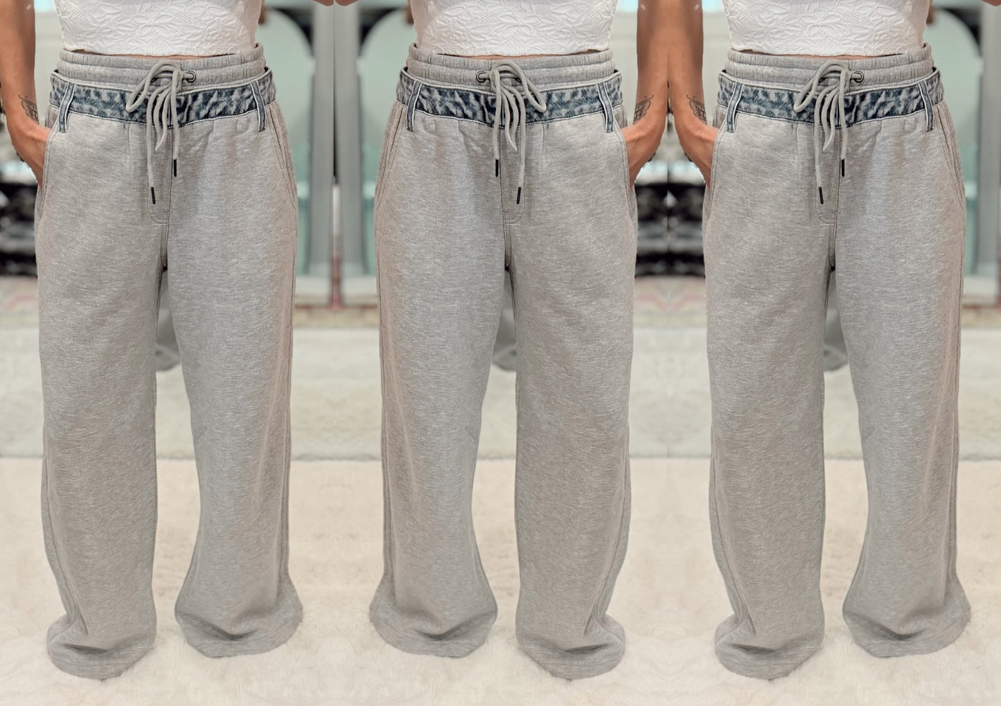 Risen Denim Wide Leg Pants