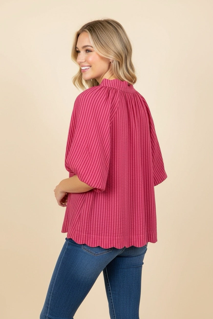 Fuchsia Collared Blouse