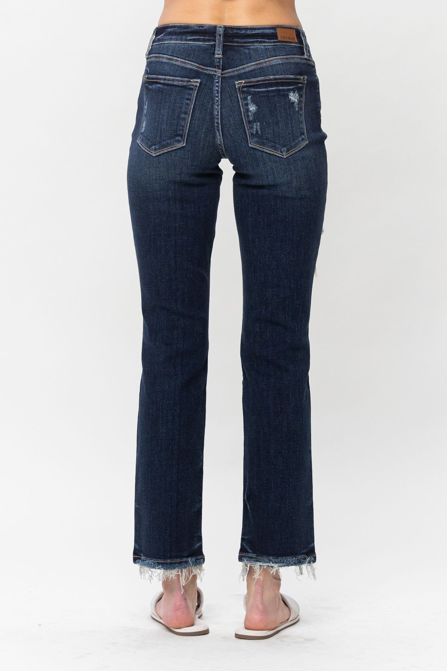 Judy Blue Mid Rise Destroyed Straight Leg Denim
