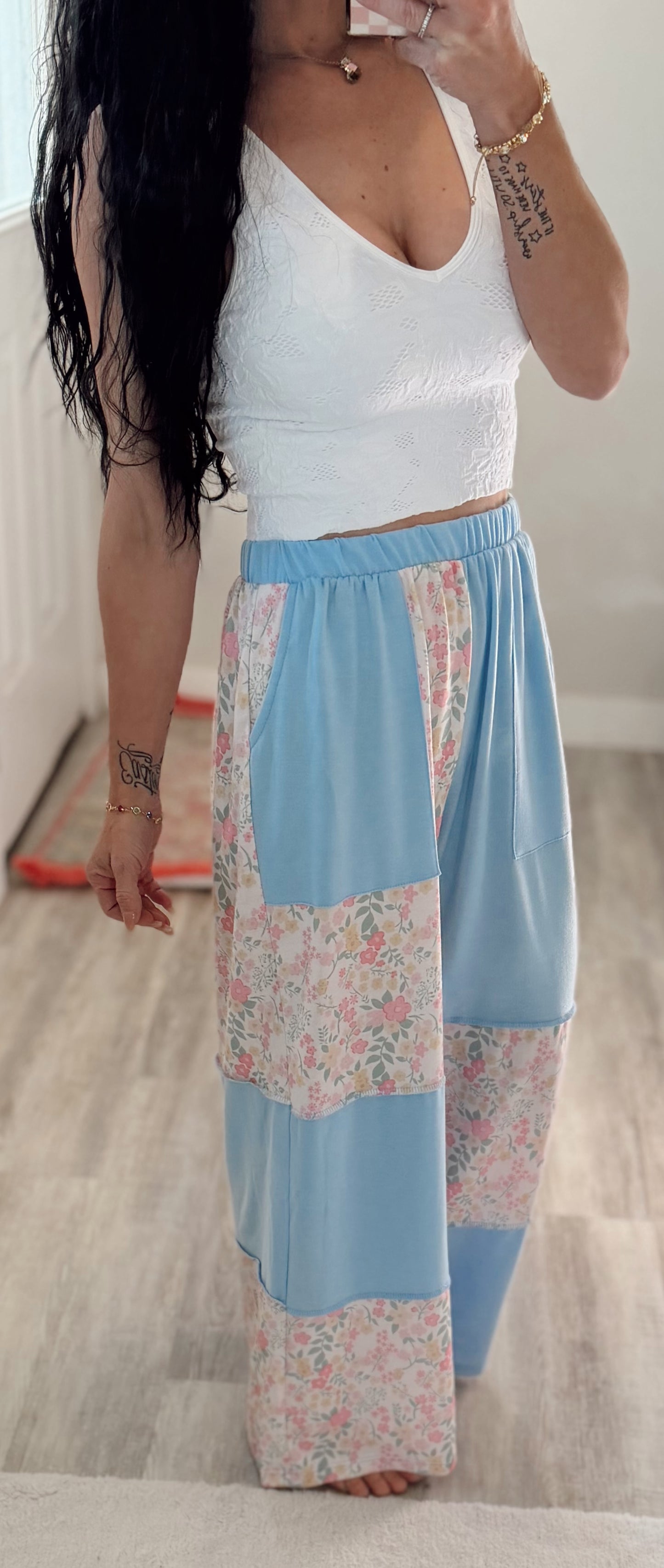 Baby Blue Patchwork Pants