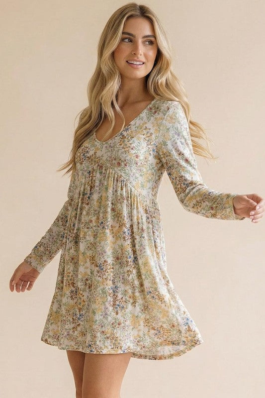 Floral Babydoll Long Sleeve Dress