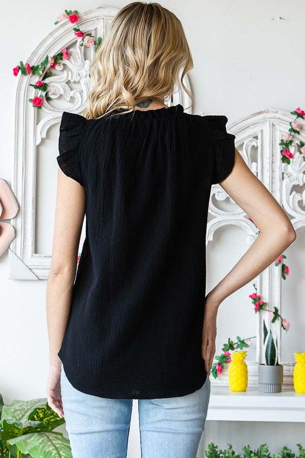 Mock Neck Ruffle Blouse