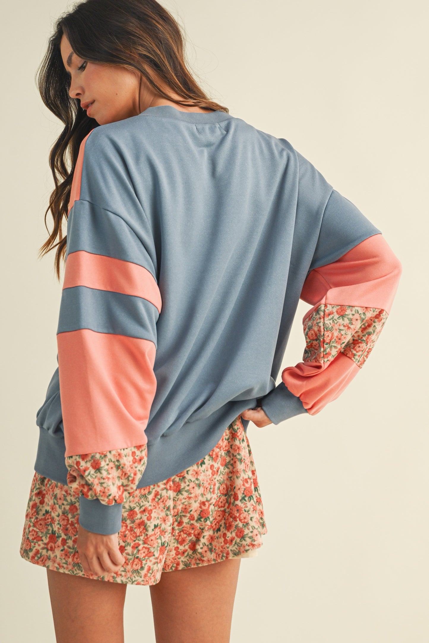 Floral Colorblock Sweatshirt