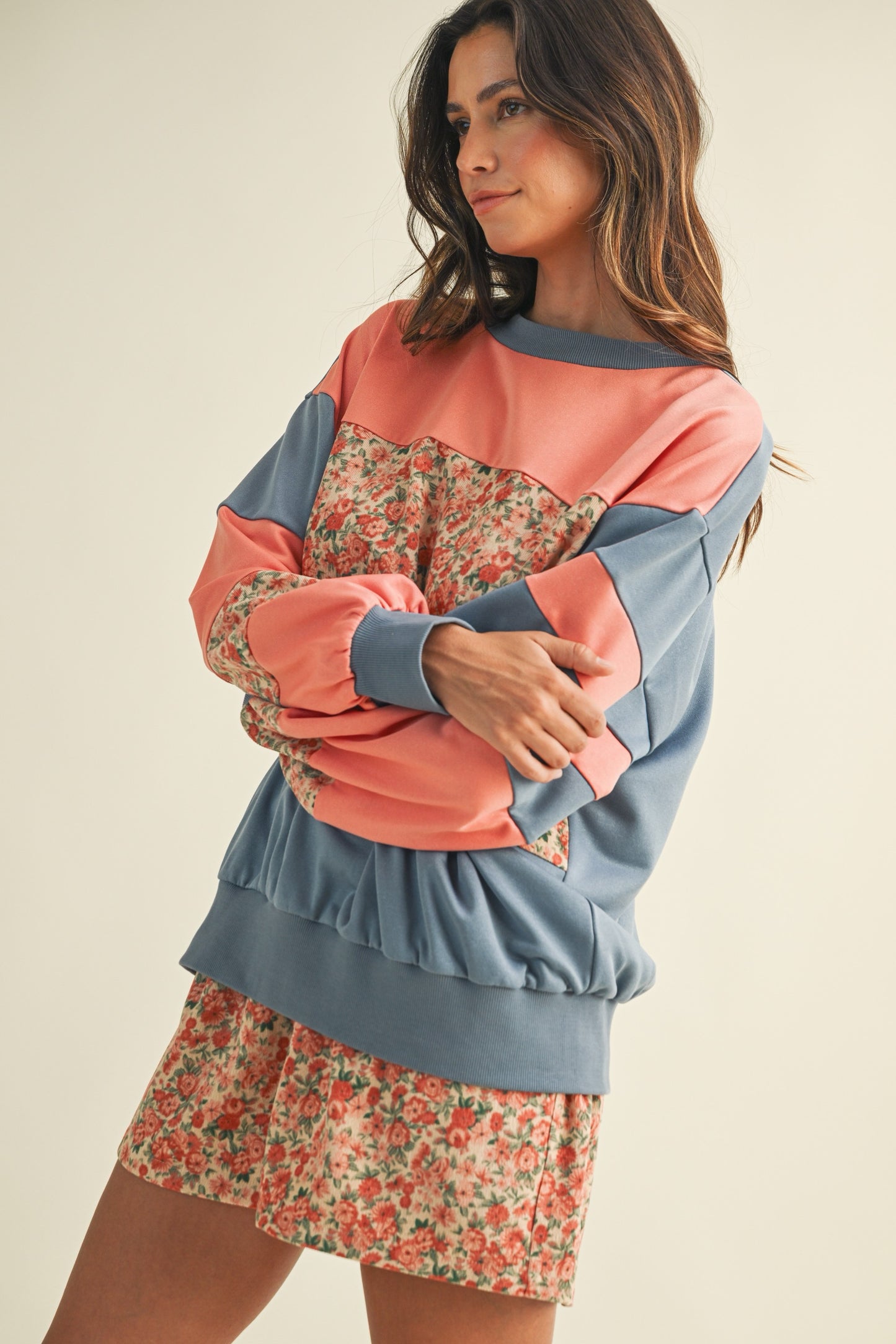 Floral Colorblock Sweatshirt