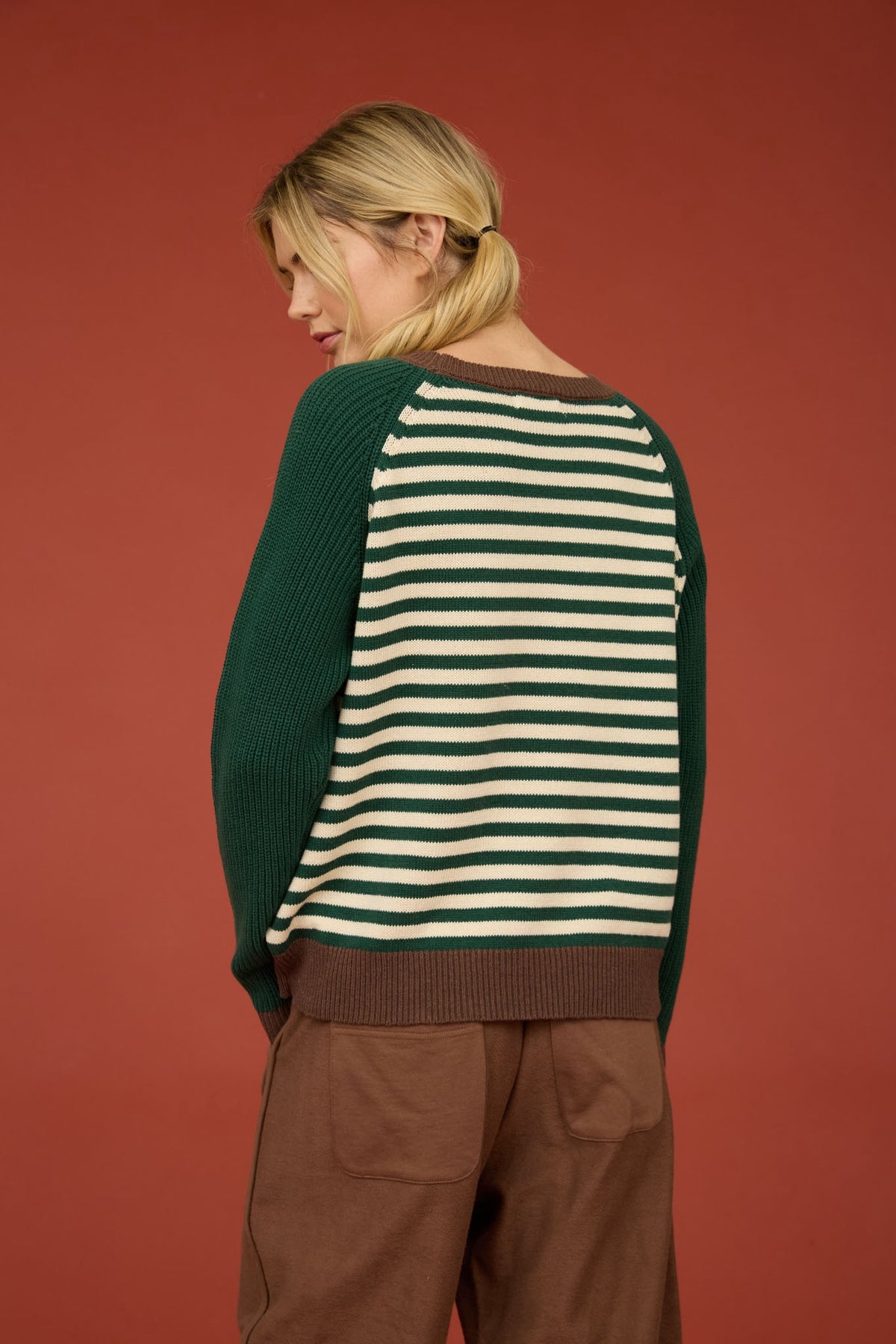 Stripe Raglan Sweater Top