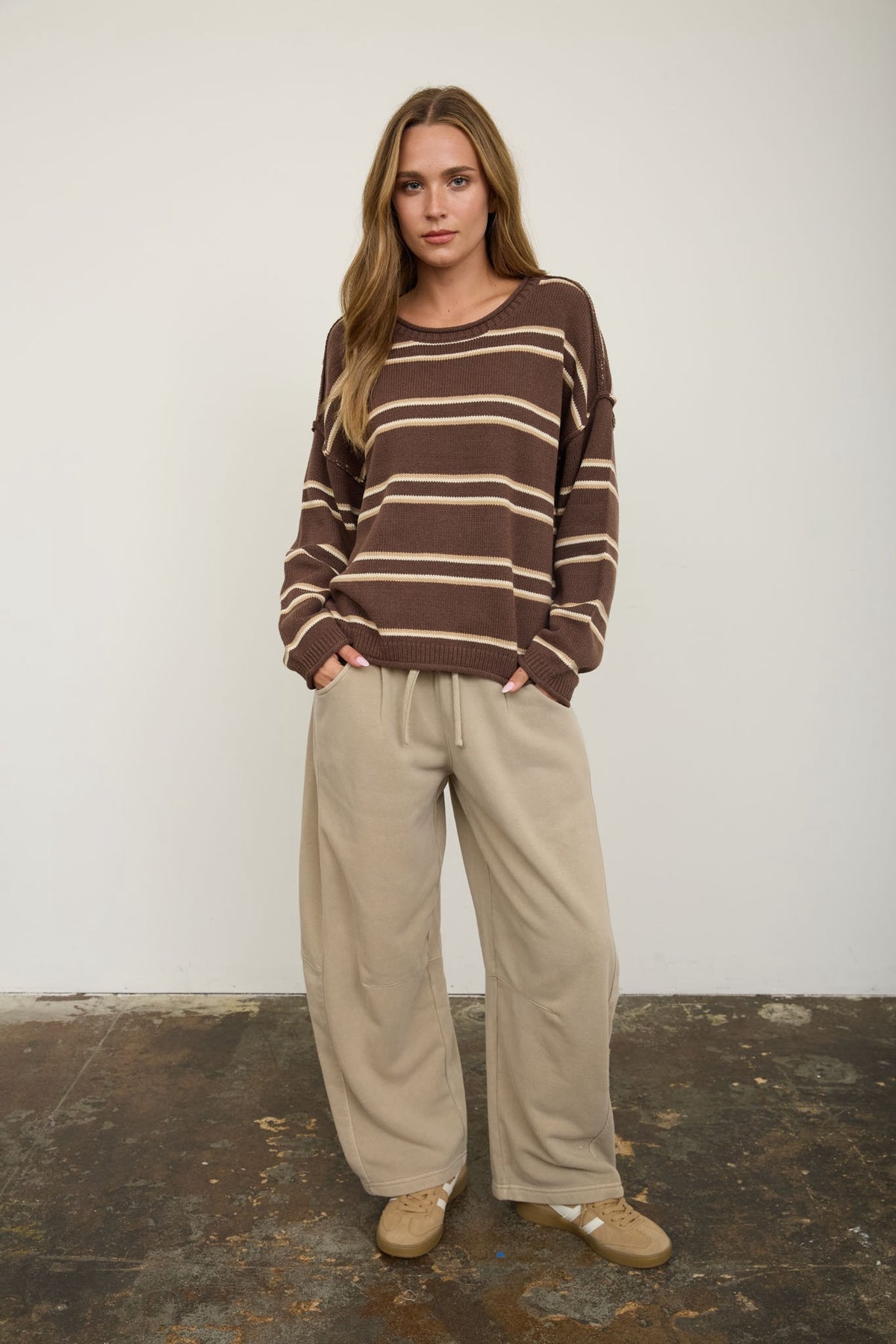 Brown Knit Pullover Sweater