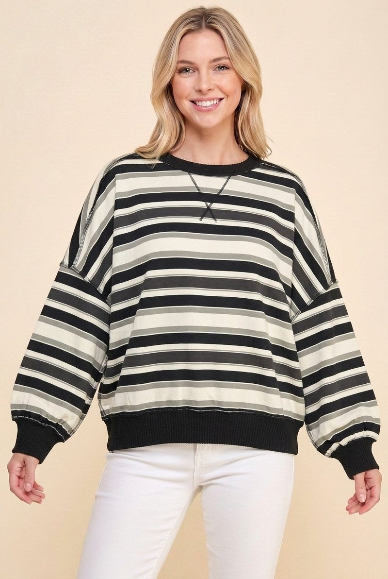 Striped Drop Shoulder Pullover