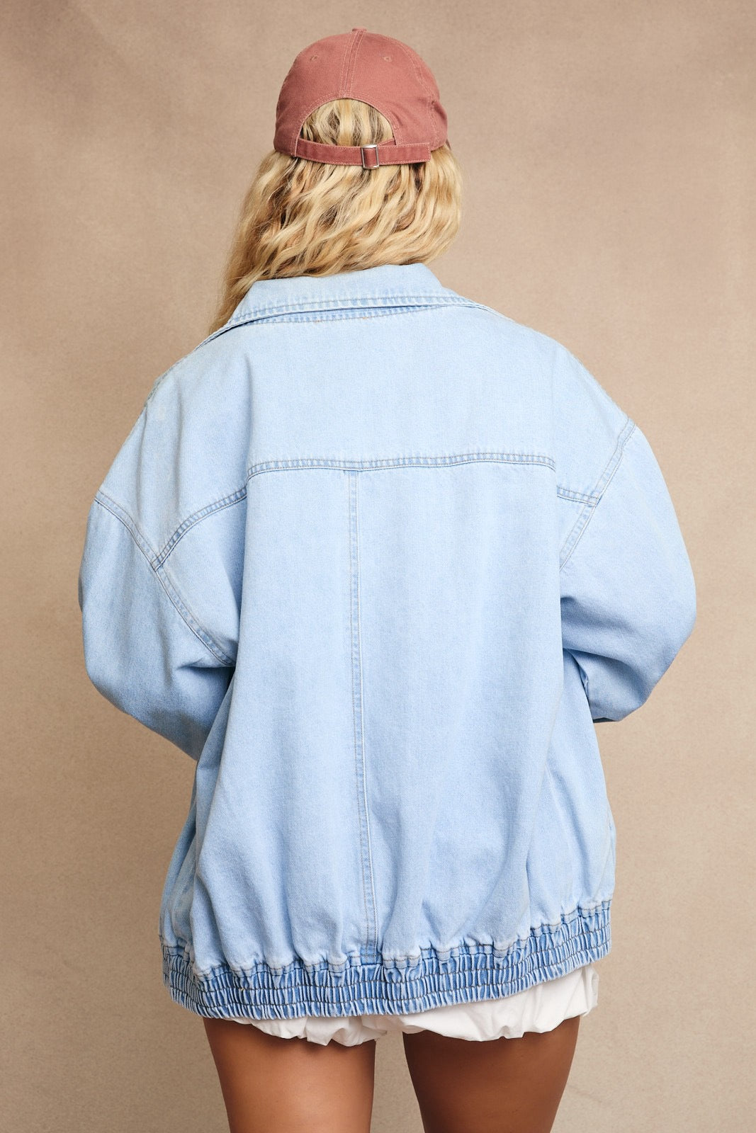Oversized Zip Up Denim Jacket