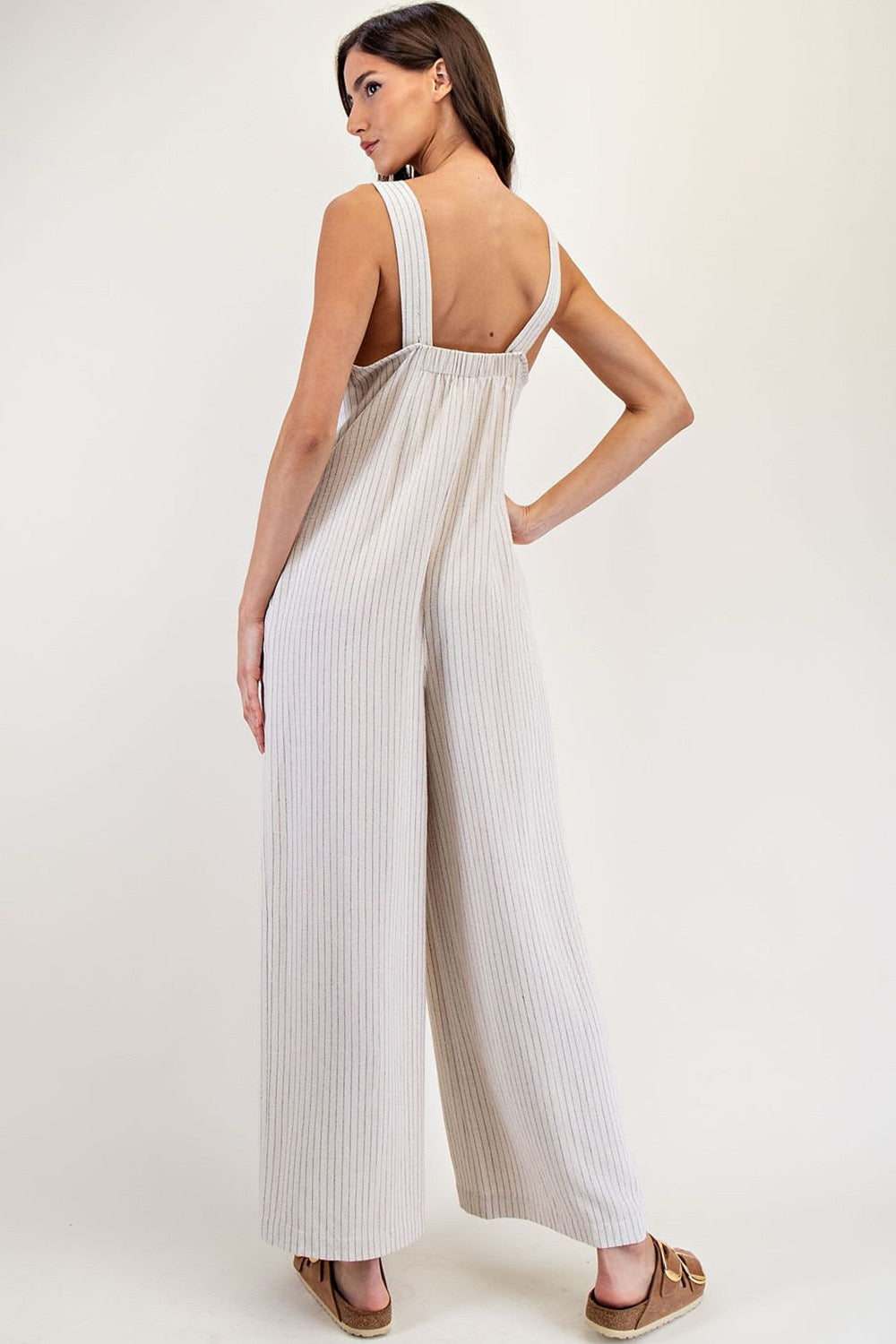 Pinstripe Buttonup Jumpsuit
