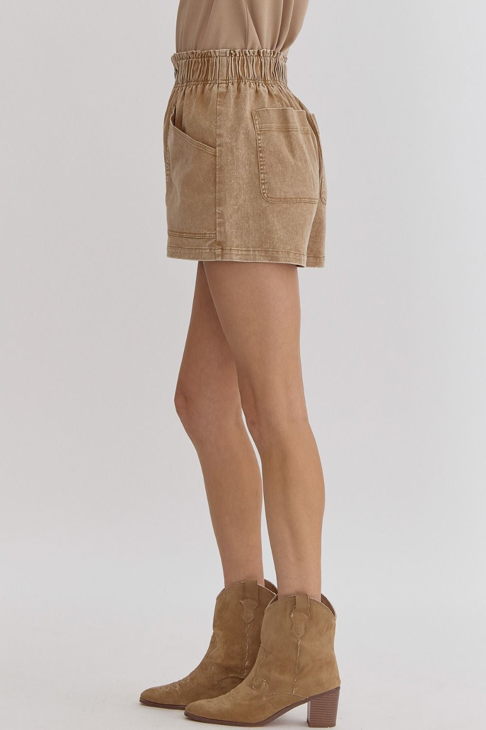 Washed Camel Shorts