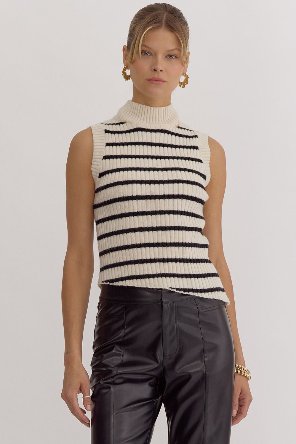Striped Mock Sweater Tank