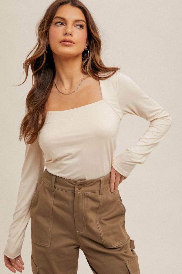Ruched Square Neck Top