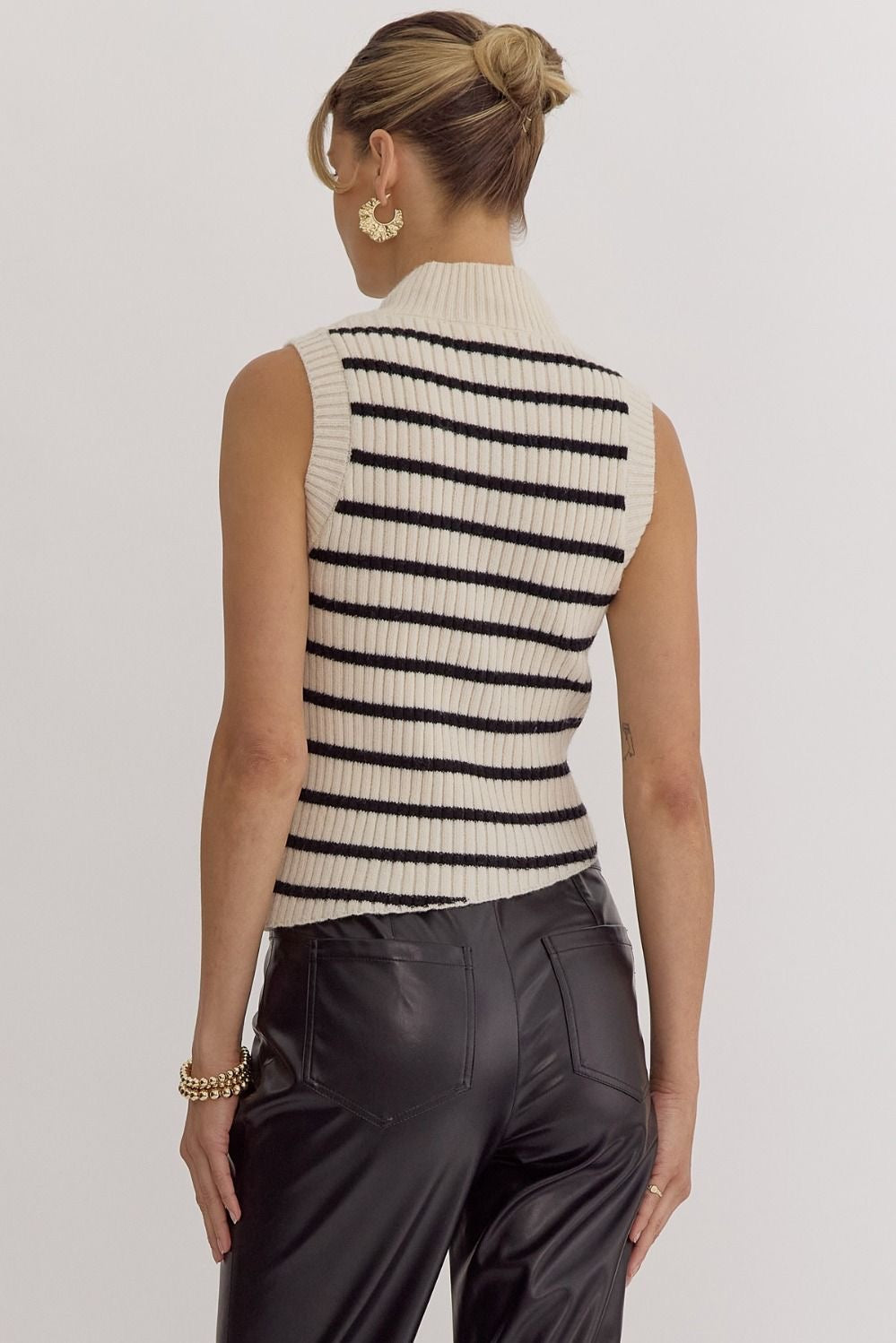 Striped Mock Sweater Tank